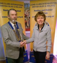 Lion President John with grant of 160 to Ruth Bizley