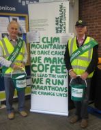 Lions Barry and Ed assisting Macmillan with collection in Honiton