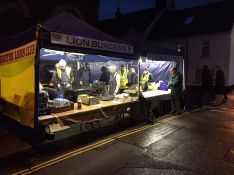 BBQ stand up and running awaiting crowds