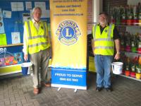 Lion Tom and Brian collecting at Tesco