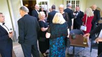Gathering on outside before the meal