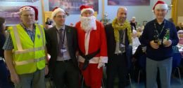 Lions Bernard, Matt Burrell, Lion (Santa) Bob, Principal Glenn Smith, Lion Ed